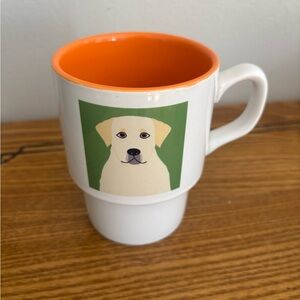 White Ceramic Dog Mug with Orange Interior - Pet Lover Gift